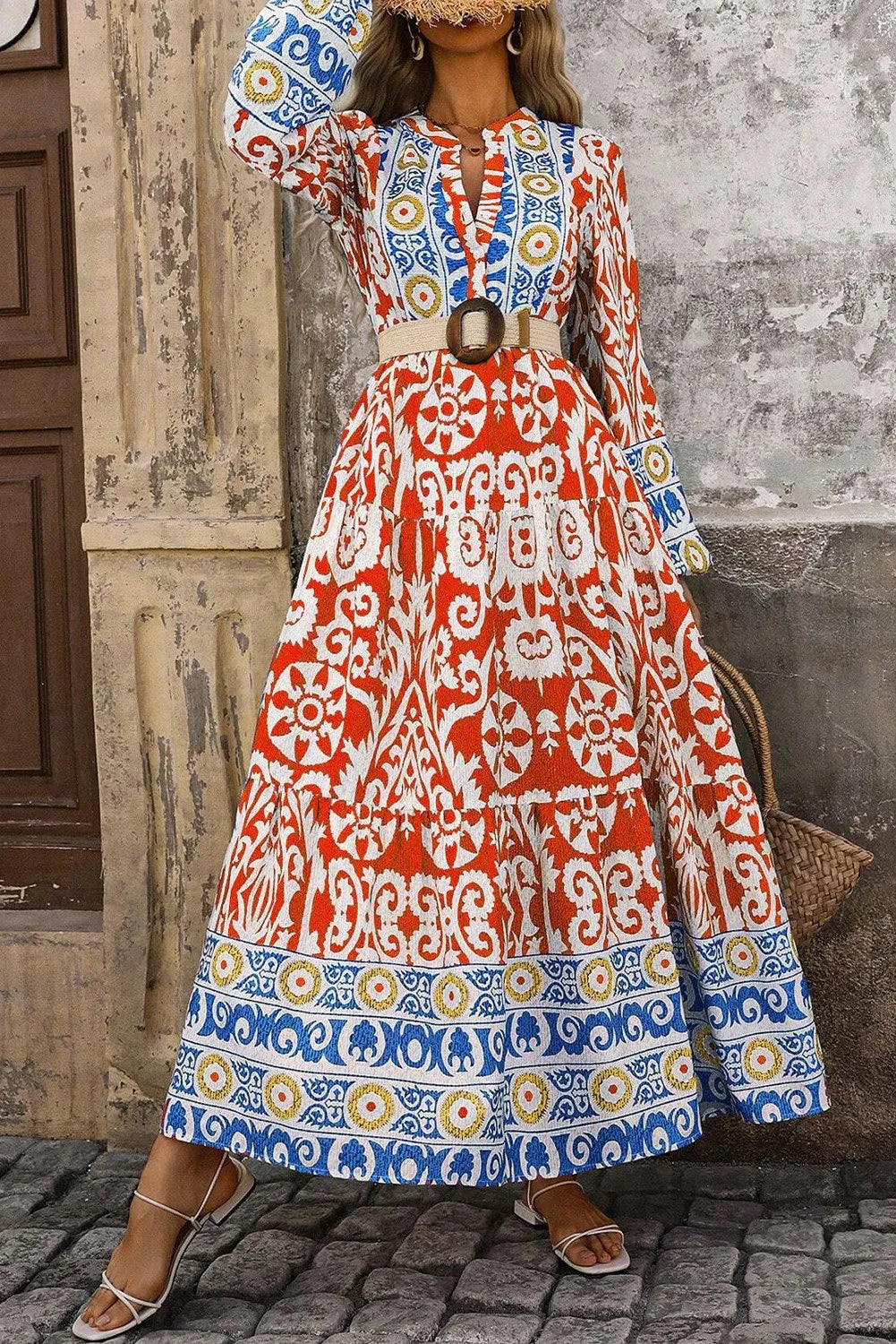 Boho Long Sleeve Maxi Dress for Women - Flowy Bohemian Summer Beach Dress with Pockets | Perfect for Vacation, Music Festivals & Casual Outings