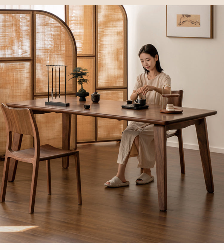 Premium Black Walnut and Ash Wood Large Dining Table - 8 Seater Long Farmhouse Table for Dining Room, Kitchen, and Entertaining