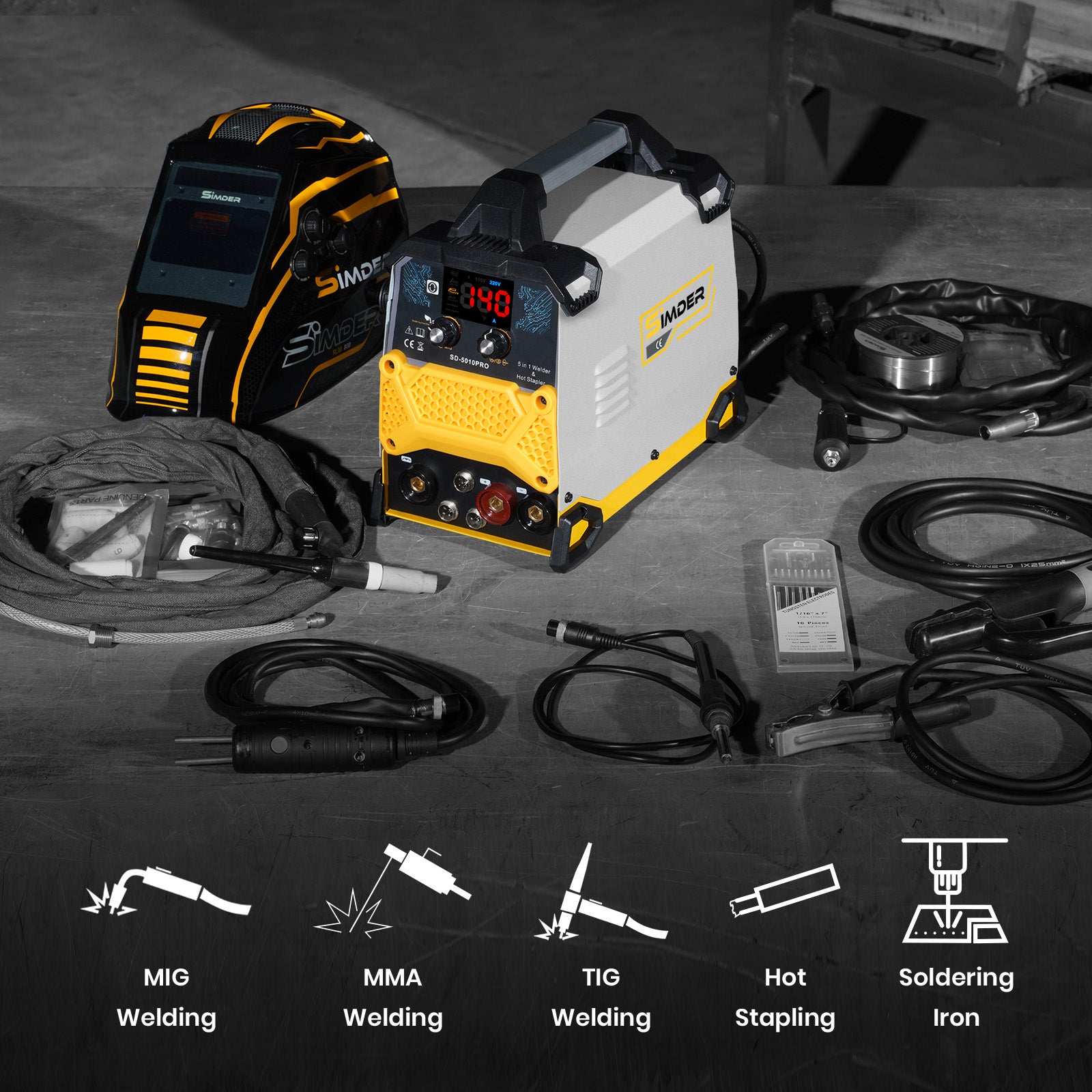 SSimder SD 5010 PRO 5-in-1 Multi-Function Welder Kit with Hot Stapler & Soldering Iron for DIY Repairs, Metalworking, and Home Improvement Projects