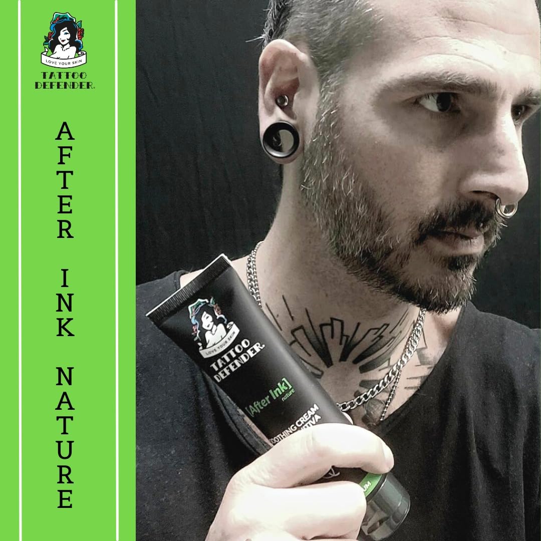 Tattoo Defender – After Ink Care Cream 100ml – Soothing & Hydrating Tattoo Aftercare with Hyaluronic Acid & Shea Butter – Vaseline-Free, Dermatologist Tested – Perfect for Healing New Tattoos & Maintaining Vibrant Ink