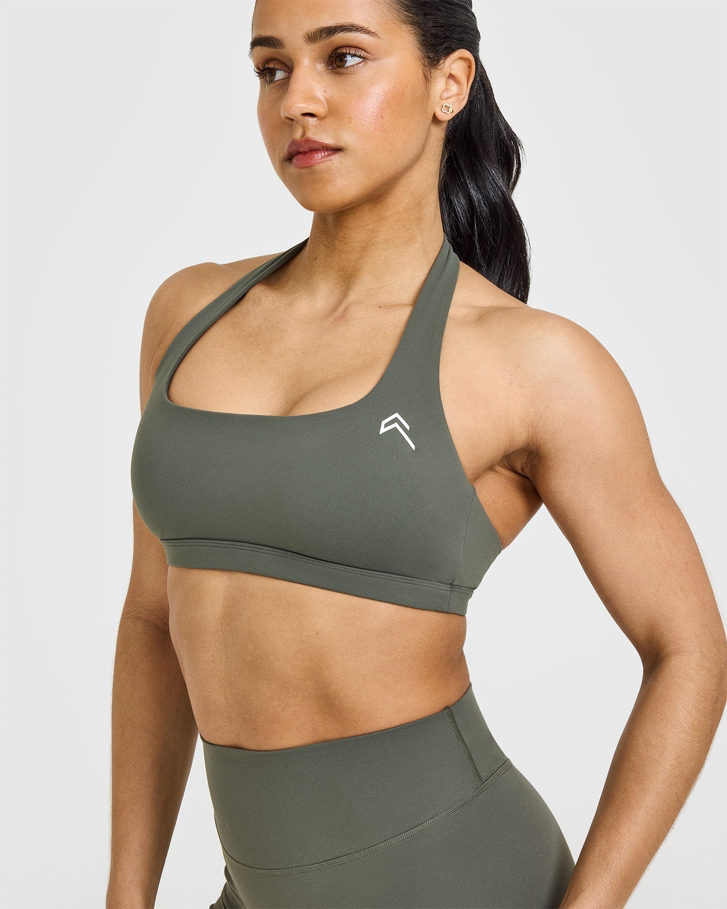 EasyLift™ Support Halter Bralette for Women - Dark Khaki | Comfortable Wireless Bra for Yoga, Workout & Everyday Wear