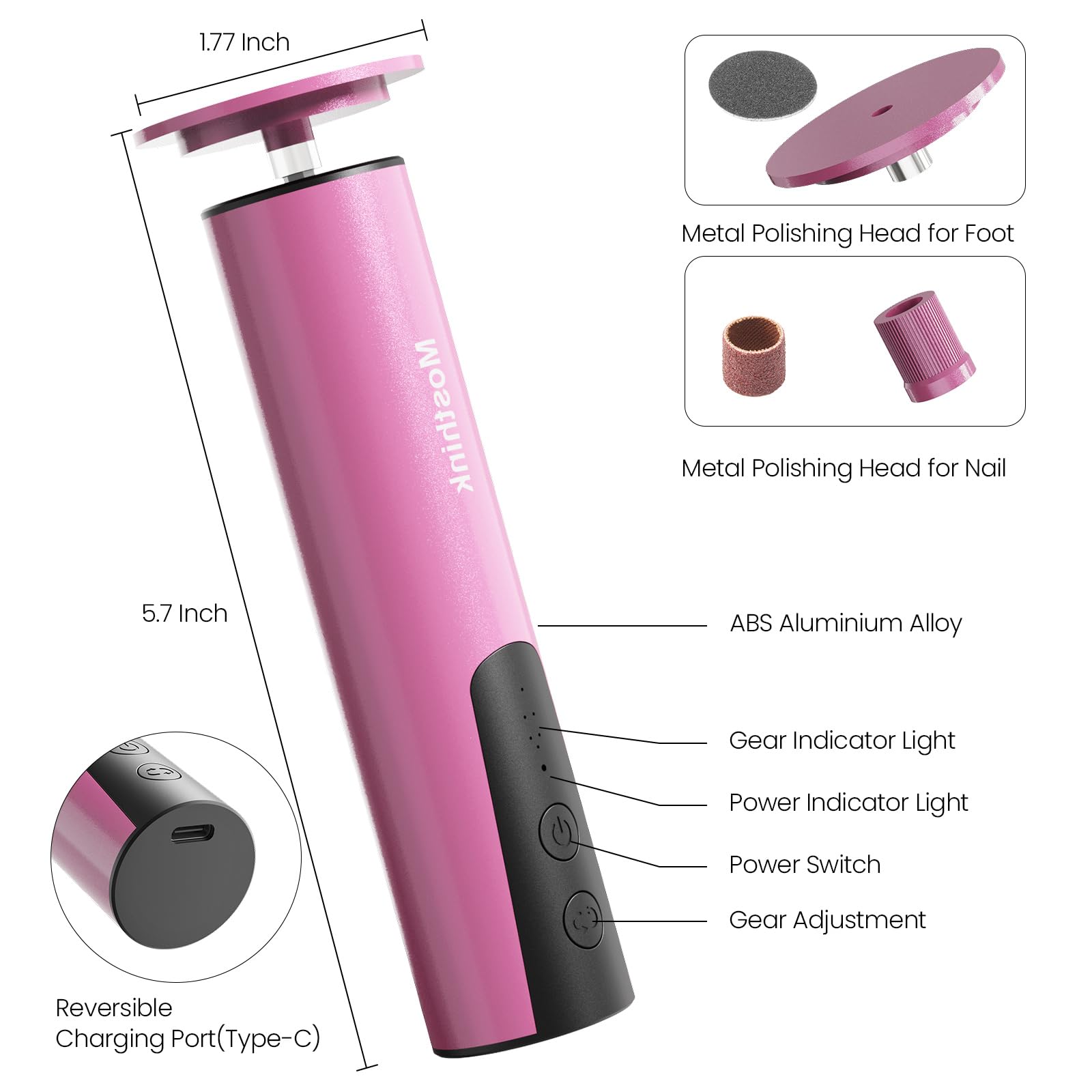 Electric Callus Remover & Foot File - Rechargeable 2-in-1 Pedicure Tool with 6 Adjustable Speeds & Sandpaper Disks for Dead Skin Removal - Perfect for Home Pedicures & Foot Care Routines