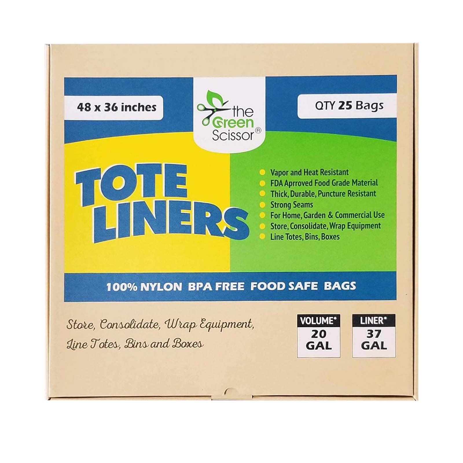 Heavy Duty 48 x 36 Inch Tote Liners - 25 Pack Commercial Trash Bags for Warehouse, Retail & Industrial Use