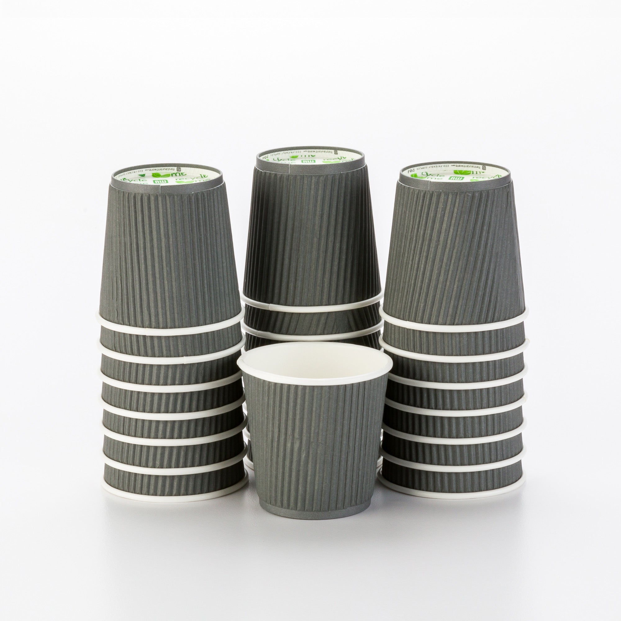 4 oz Gray Paper Coffee Cups with Ripple Wall - 2.5
