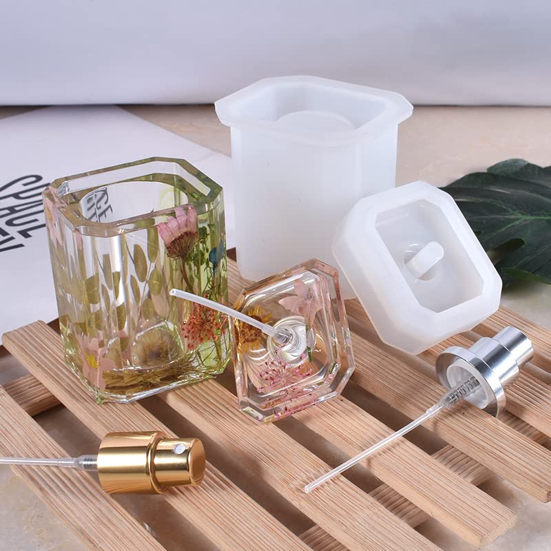 Premium Yalulu Silicone Resin Molds for Spray Bottles & Perfume Containers - Epoxy Casting Molds for DIY Toiletries, Storage Dispensers & Cosmetic Bottles (Silver) - Perfect for Crafting, Home Decor & Gift Making