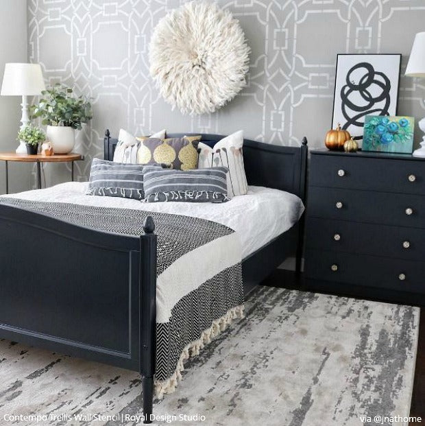 Contempo Trellis Wall Stencil - Reusable DIY Home Decor Painting Template for Walls, Furniture & Crafts | Perfect for Bedroom, Nursery, Living Room & Office Accent Walls