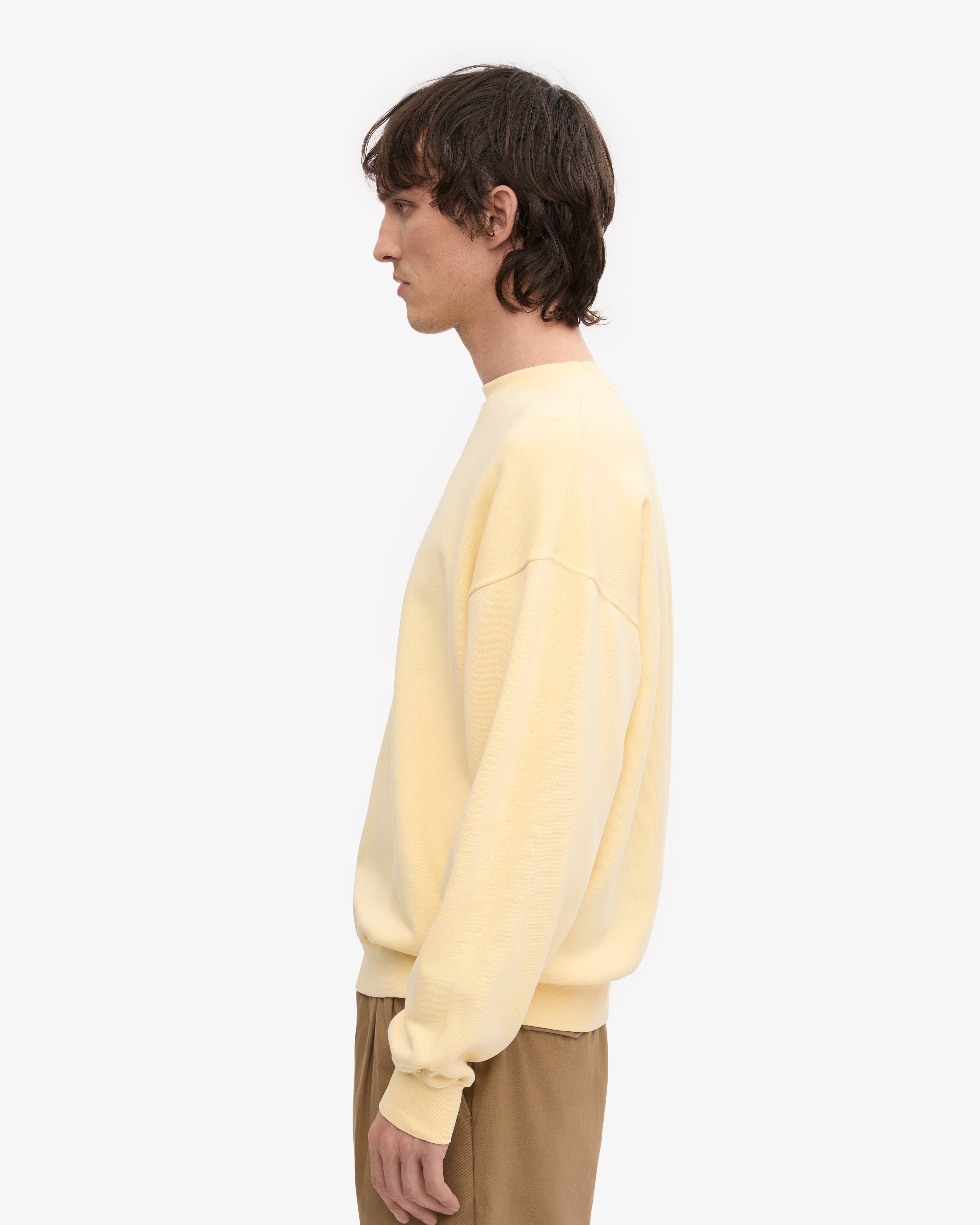 Organic Oversized Crewneck Sweatshirt - Soft Yellow | Cozy & Comfortable Unisex Pullover for Casual Wear, Loungewear & Street Style