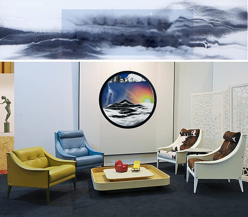 XIW Moving Sand Art Picture - 3D Deep Sea Sandscape in Motion, Round Glass Sand Painting for Wall Decor, Office, Bedroom & Hotel | Unique Home & Office Décor, Stress Relief & Meditation Gift