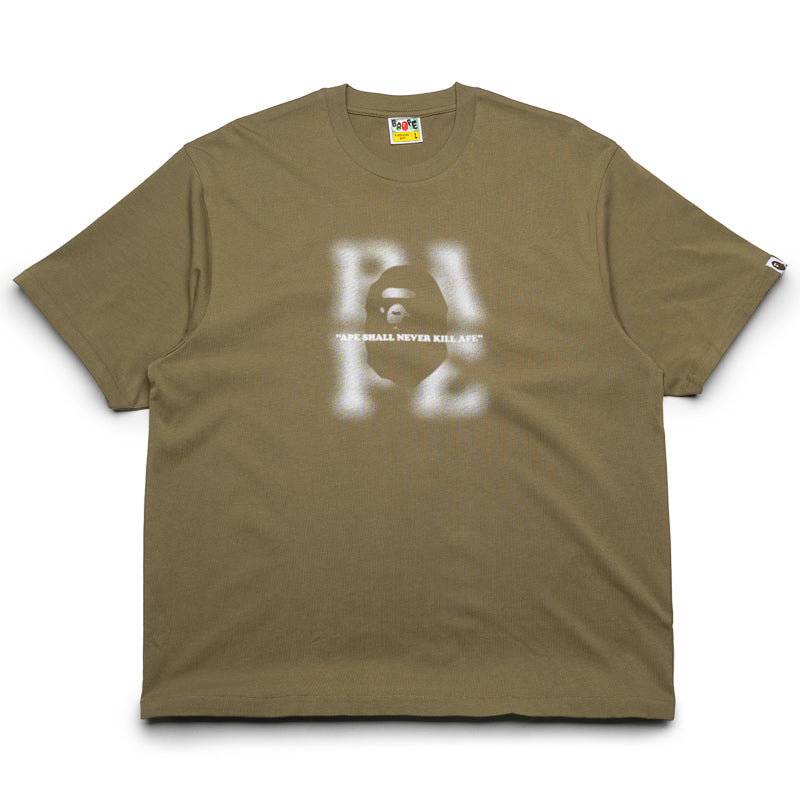 BAPE Blur Logo T-Shirt for Men - Olive Drab Green Streetwear Fashion Tee | Casual Wear & Urban Style Outfits