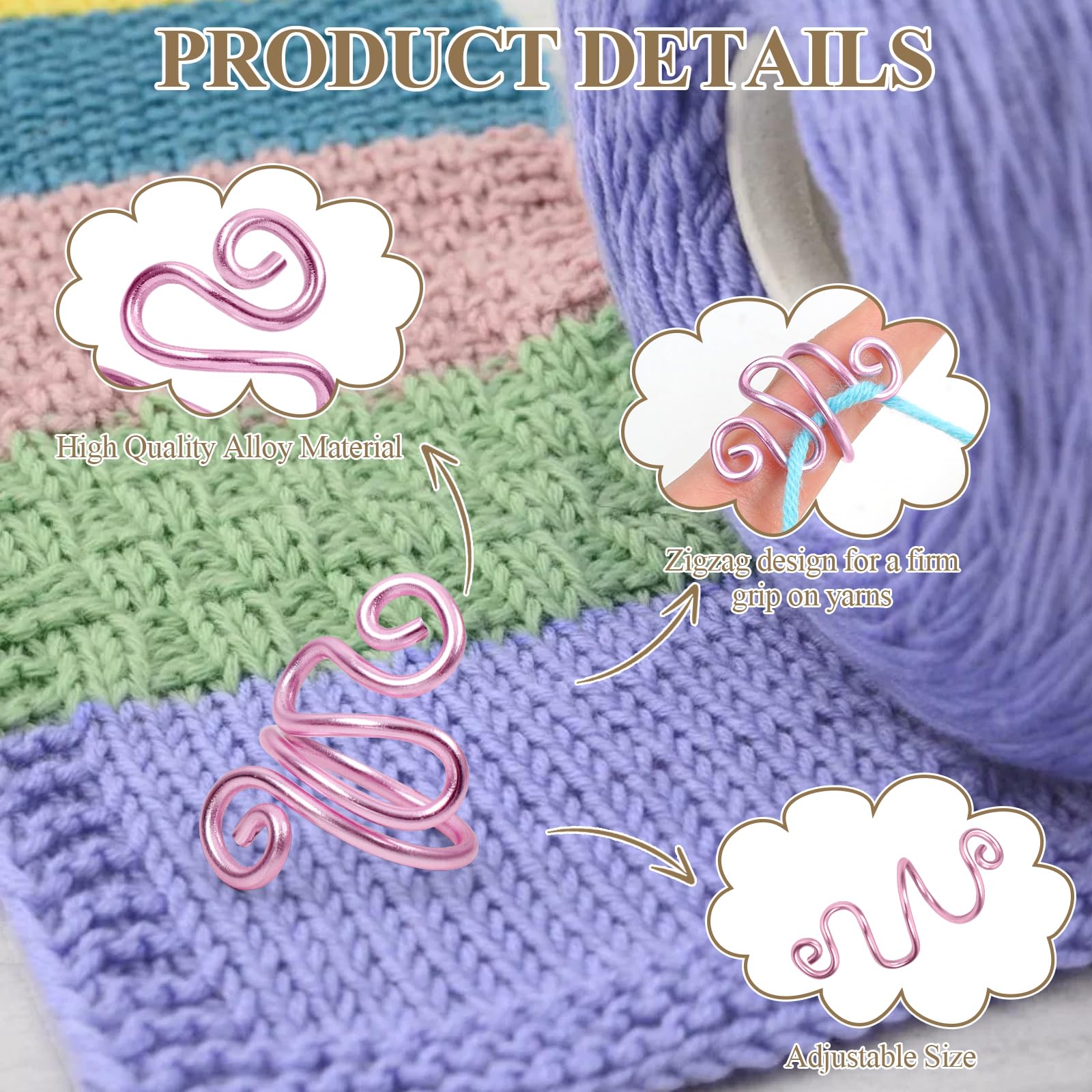 2 Pcs Handmade Crochet Finger Rings for Yarn Tension Control - Perfect for Crocheting & Knitting Projects - Ideal Gift for Knitters, Crocheters and Crafty Moms - Great for Beginners and Advanced Crafters