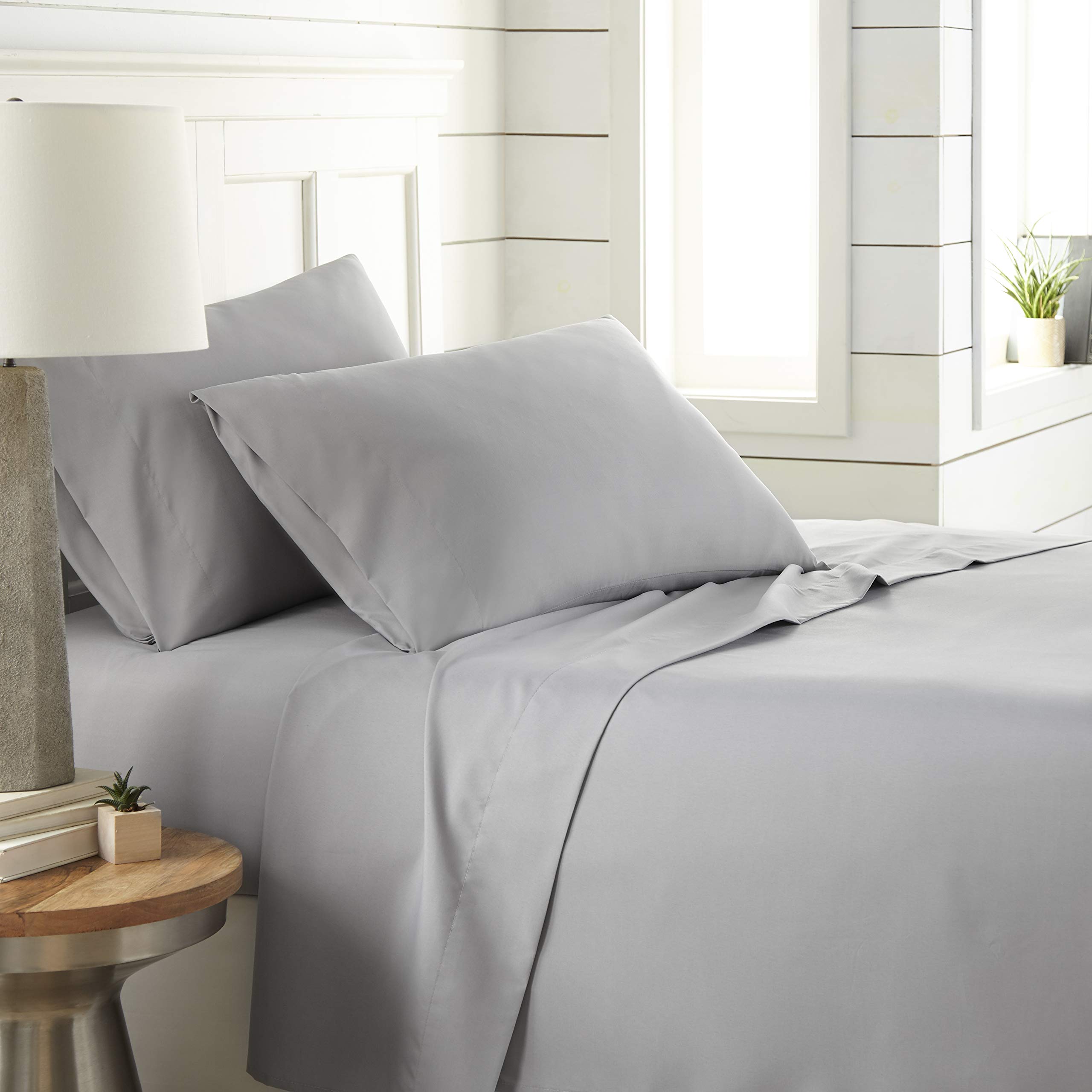 Premium Queen Size Sheets Set - 4-Piece Microfiber Bedding for Deep Pockets | Steel Grey Luxury Bed Sheets for Home & Hotel Use