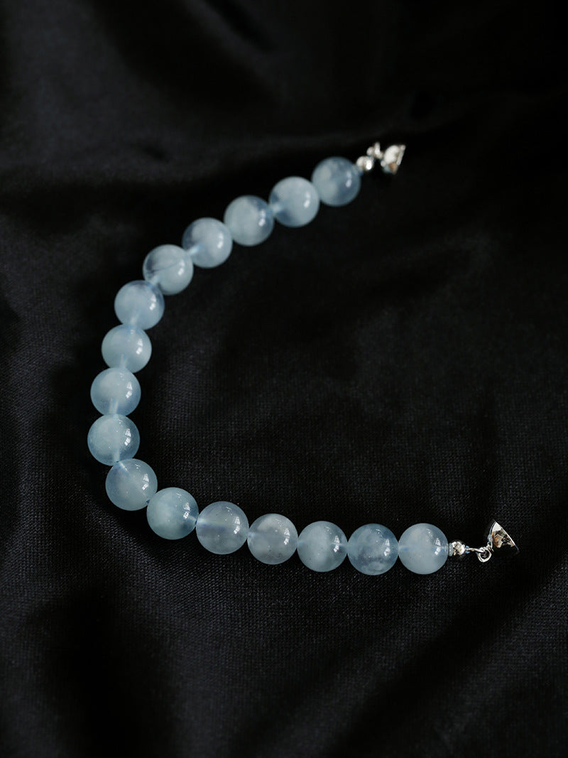 Ocean Serenity Aquamarine Magnetic Clasp Beaded Bracelet for Women - Healing Crystal Jewelry for Stress Relief, Meditation & Everyday Wear