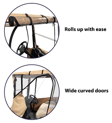 Premium Universal Golf Cart Cover - Waterproof & UV Resistant 4-Sided Black Cover Fits Club Car/EZGO RXV/TXT (60