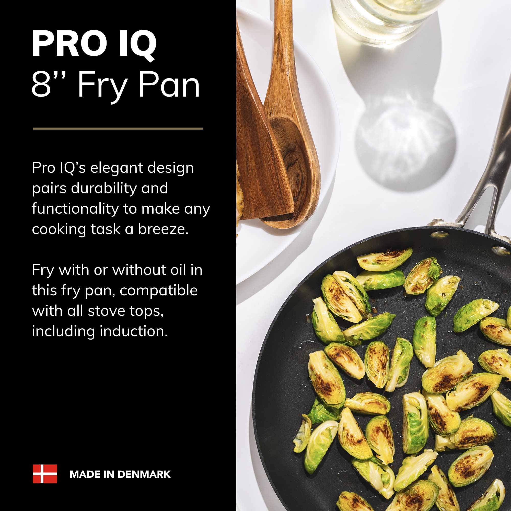 SCANPAN Pro IQ 8-Inch Nonstick Frying Pan - Premium Danish Cookware - Oven, Dishwasher & Metal Utensil Safe - Perfect for Sautéing, Frying & Baking - Handcrafted in Denmark for Home Chefs & Professional Kitchens