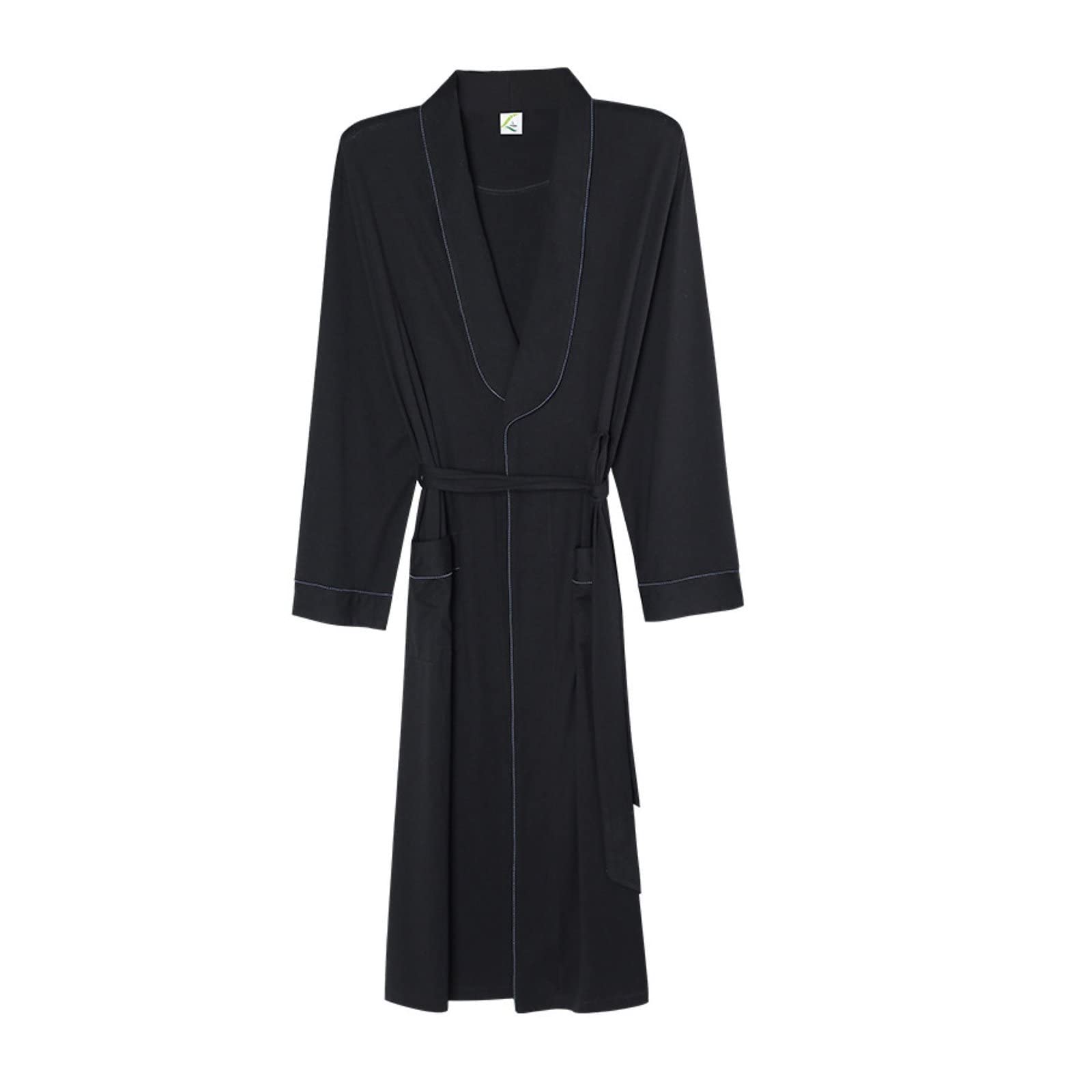 Aeyridepor Men's Modal Dressing Gown - Soft Comfortable Nightgown & Bathrobe for Home, Lounge & Spa - Black Simple Pajama Style Sleepwear