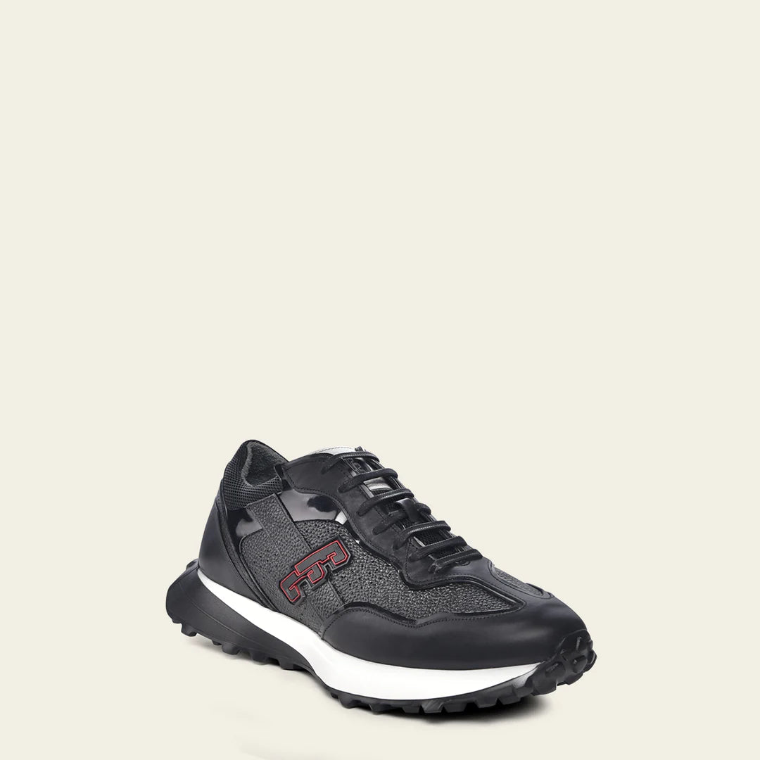 **Men's Cuadra Black Casual Cowhide Leather Sneakers - Stylish & Comfortable for Daily Wear, Walking & Travel**
