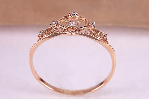 14K Rose Gold Wedding Ring for Women - Elegant Crown Engagement Ring with Zirconia, Art Deco Promise Ring, Proposal Ring for Bride (Rose Gold, Size 11.25) - Perfect for Anniversaries, Valentine's Day & Romantic Proposals