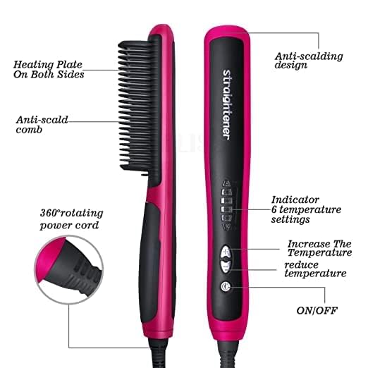 BeOne Professional Hair Straightener Comb for Women & Men - Fast Heating Styling Tool for Straight & Smooth Hair | Perfect for Home, Travel & Salon Use
