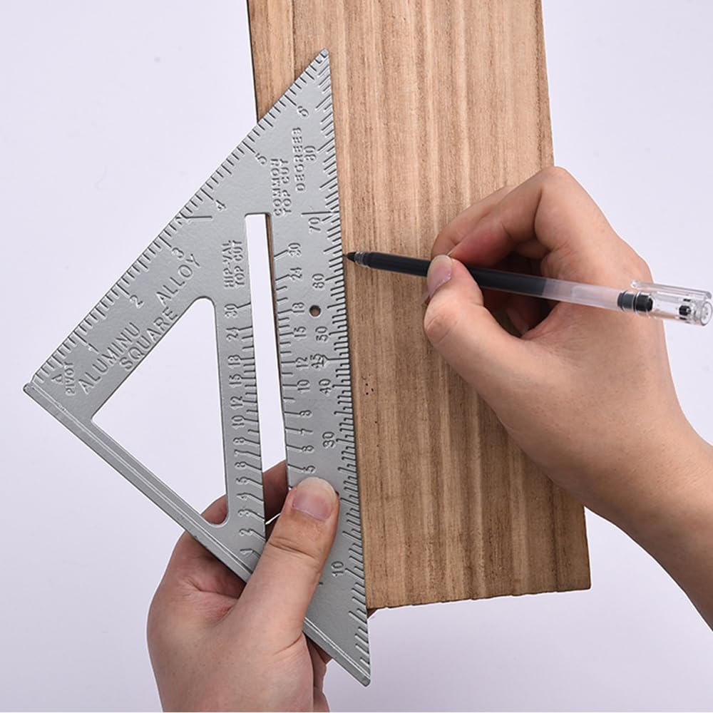 Utoolmart 7-inch Aluminum Rafter Square - Precision Carpenter Layout Tool with Angle Protractor for Woodworking, Framing & DIY Projects | Durable Triangle Ruler for Accurate Measuring & Marking