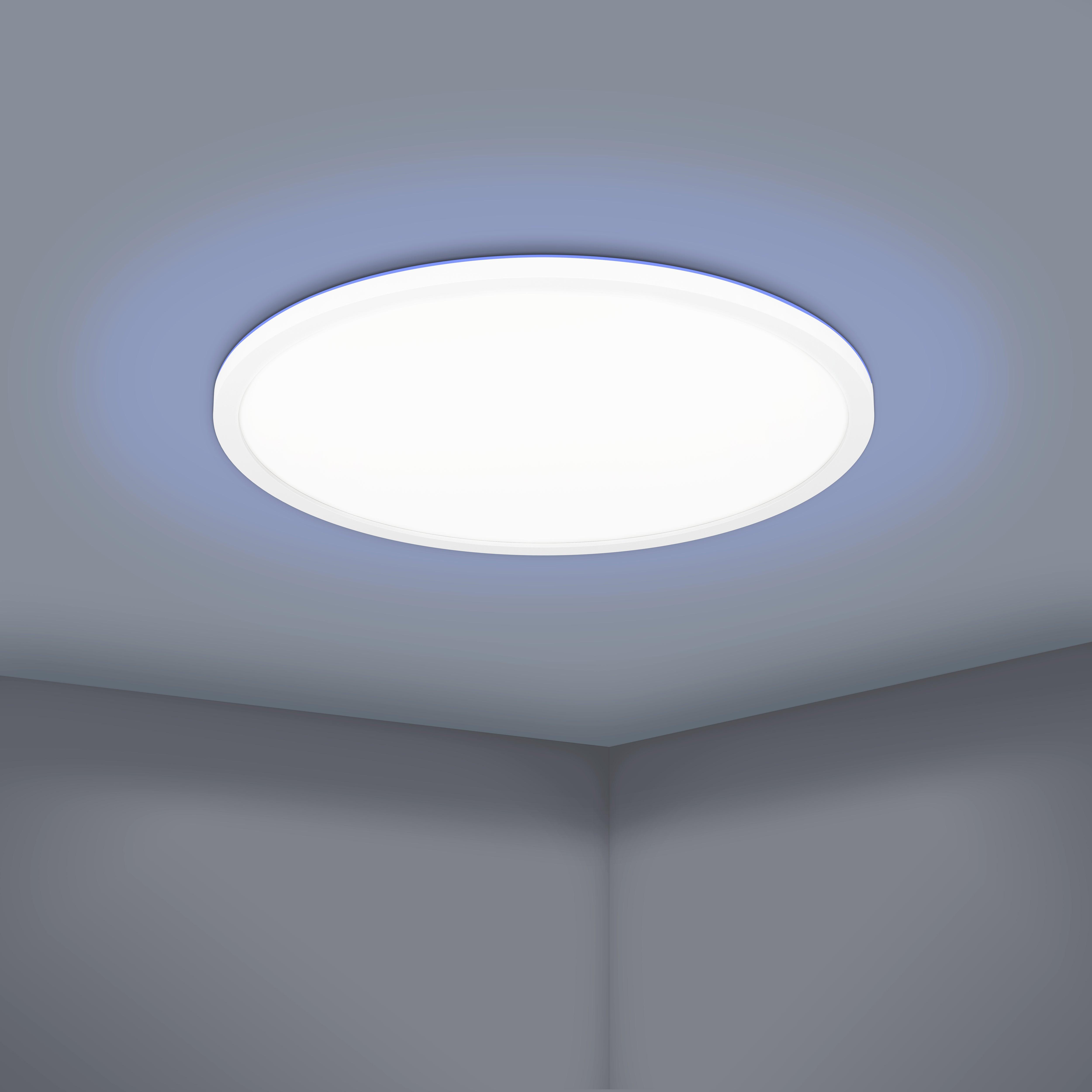 Eglo Connect Rovito Z Round White Smart LED Flush Ceiling Light 42cm - Dimmable WiFi-Enabled Light Fixture for Bedroom, Kitchen & Living Room Modern Lighting