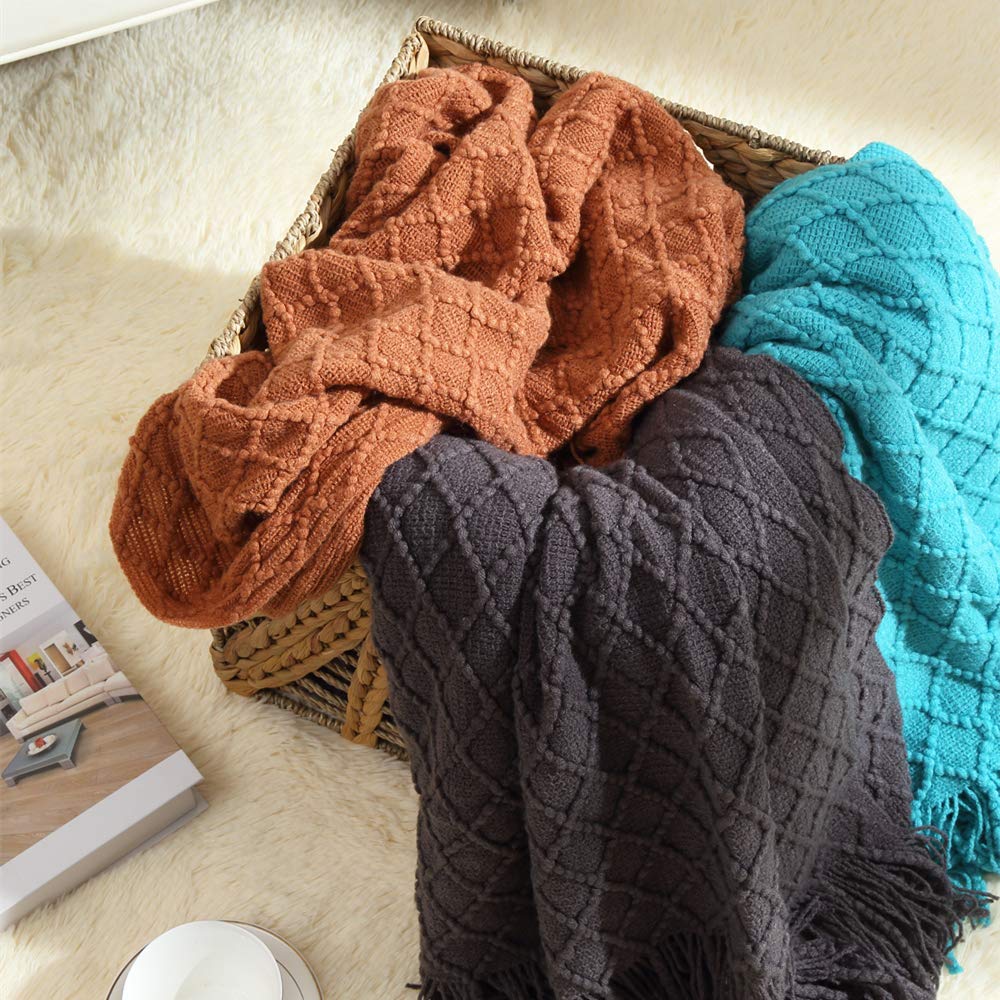 CREVENT Farmhouse Style Rustic Throw Blanket - Soft, Warm & Lightweight for Couch, Sofa, Chair & Bed - Perfect for Travel in Spring & Summer - 50''x60'' Brown - Cozy Home Decor & Outdoor Camping Accessory