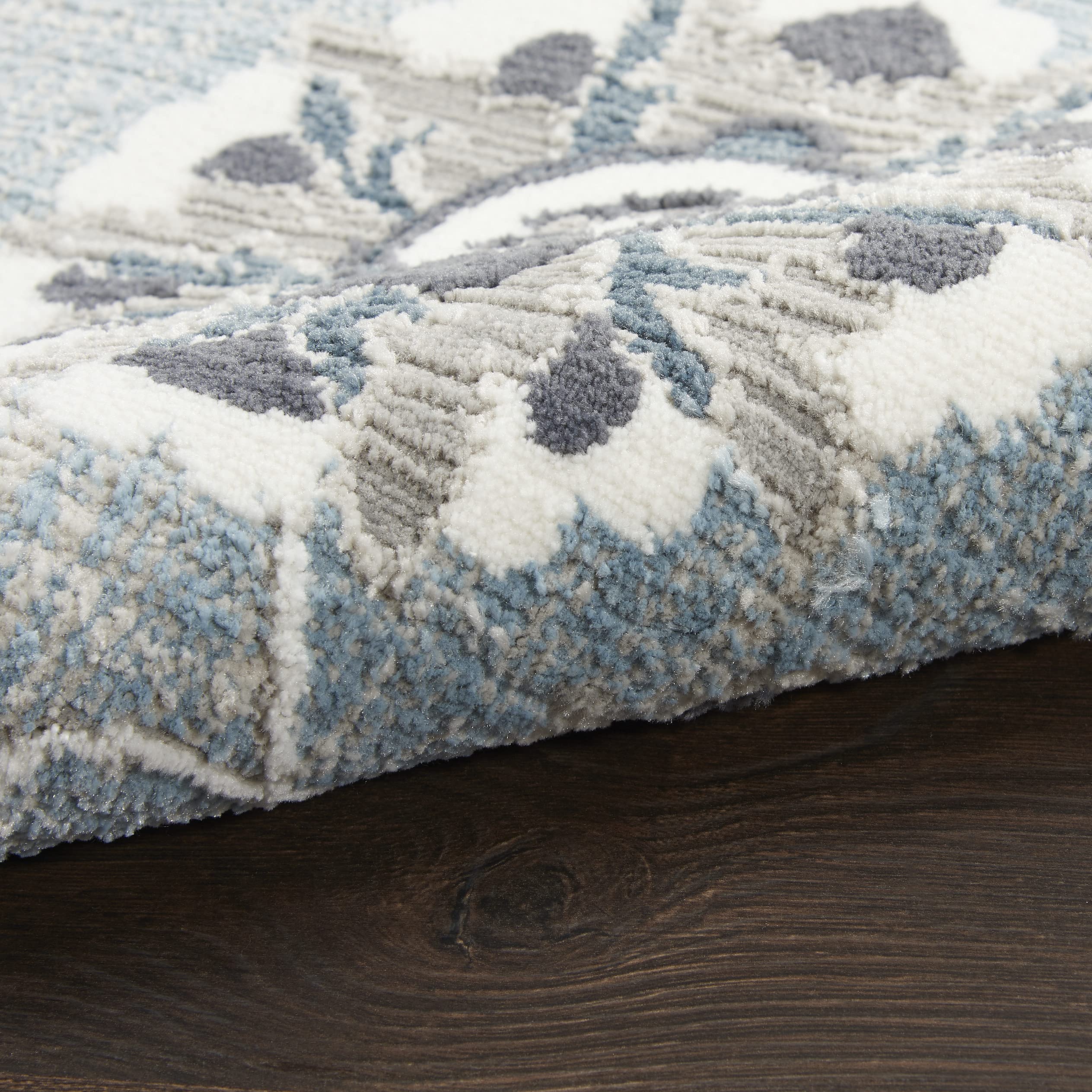 Nourison Lennox Light Blue Grey 9' x 12' Area Rug - Farmhouse Floral Design, Easy to Clean, Non-Shedding - Perfect for Bedroom, Living Room, Dining Room & Kitchen Decor | Home & Office Use