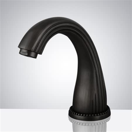 Oil Rubbed Bronze Automatic Sensor Touchless Bathroom Sink Faucet - Commercial Brass Hands-Free Faucet - Modern Deck Mounted Water Saving Bathroom Tap (Hot and Cold Mixer) - Ideal for Home, Office, Restaurant, and Public Restrooms