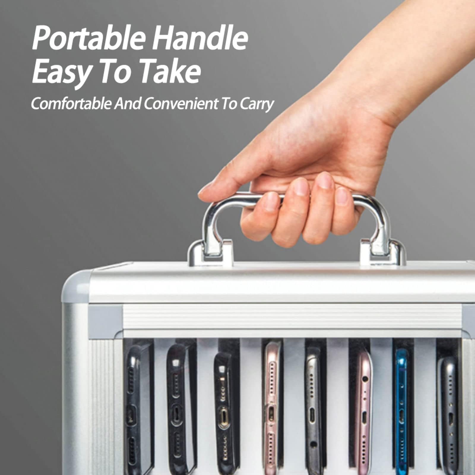 Wall-Mounted Cell Phone Storage Locker with Safety Lock - 12 Slot Organizer for Classroom & Office Use | Portable Handheld Design for Easy Transport | Perfect for Schools, Meetings & Shared Workspaces