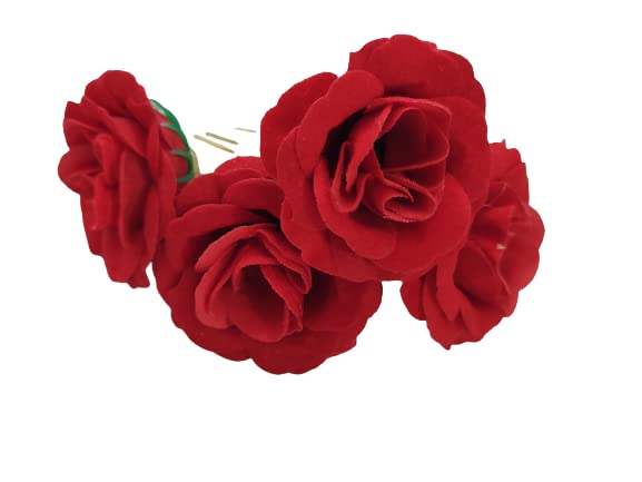 Sheetal Traders Women's Floral Hair Clips - Rose Hair Barrettes for Wedding, Party & Everyday Hairstyles - Set of 4 Hair Accessories (Perfect for Bridal, Prom & Special Occasions)