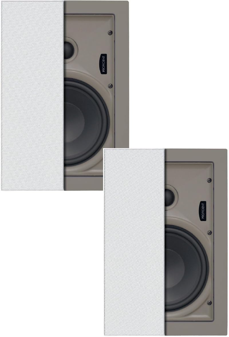 PROFICIENT AUDIO SYSTEMS PAS21672 / W672 6.5 Inch 2-Way Poly In-Wall Speakers - Pair for Home Theater & Surround Sound Systems