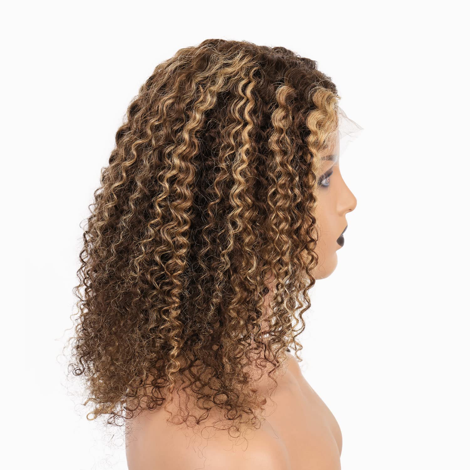 13×4 Lace Front Wigs Human Hair 150% Density Highlight Curly Remy Hair Wig for Women - Natural Brown (2/27, 18 Inch) | Perfect for Daily Wear, Parties & Special Occasions