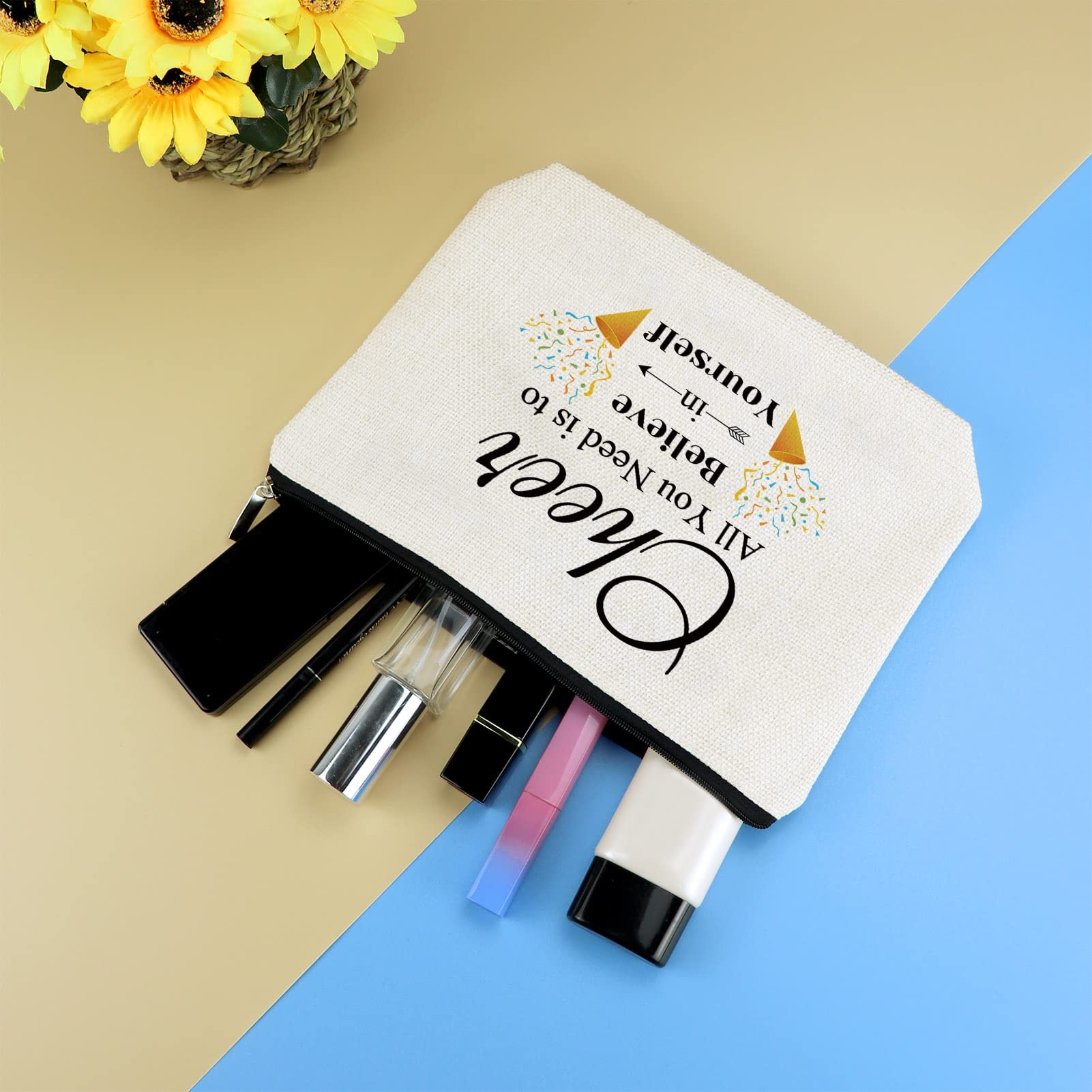 **Cheerleading Makeup Bag for Girls - Inspirational Cheerleader Gift Set with Motivational Quote - Perfect for Travel, Birthday, Graduation & Team Gifts - Cosmetic & Toiletry Pouch for Women & Teens**    *(Use Case: Ideal for cheerleaders, dance teams, gym bags, travel essentials, birthday surprises, graduation presents, and motivational gifts for women & teens.)*