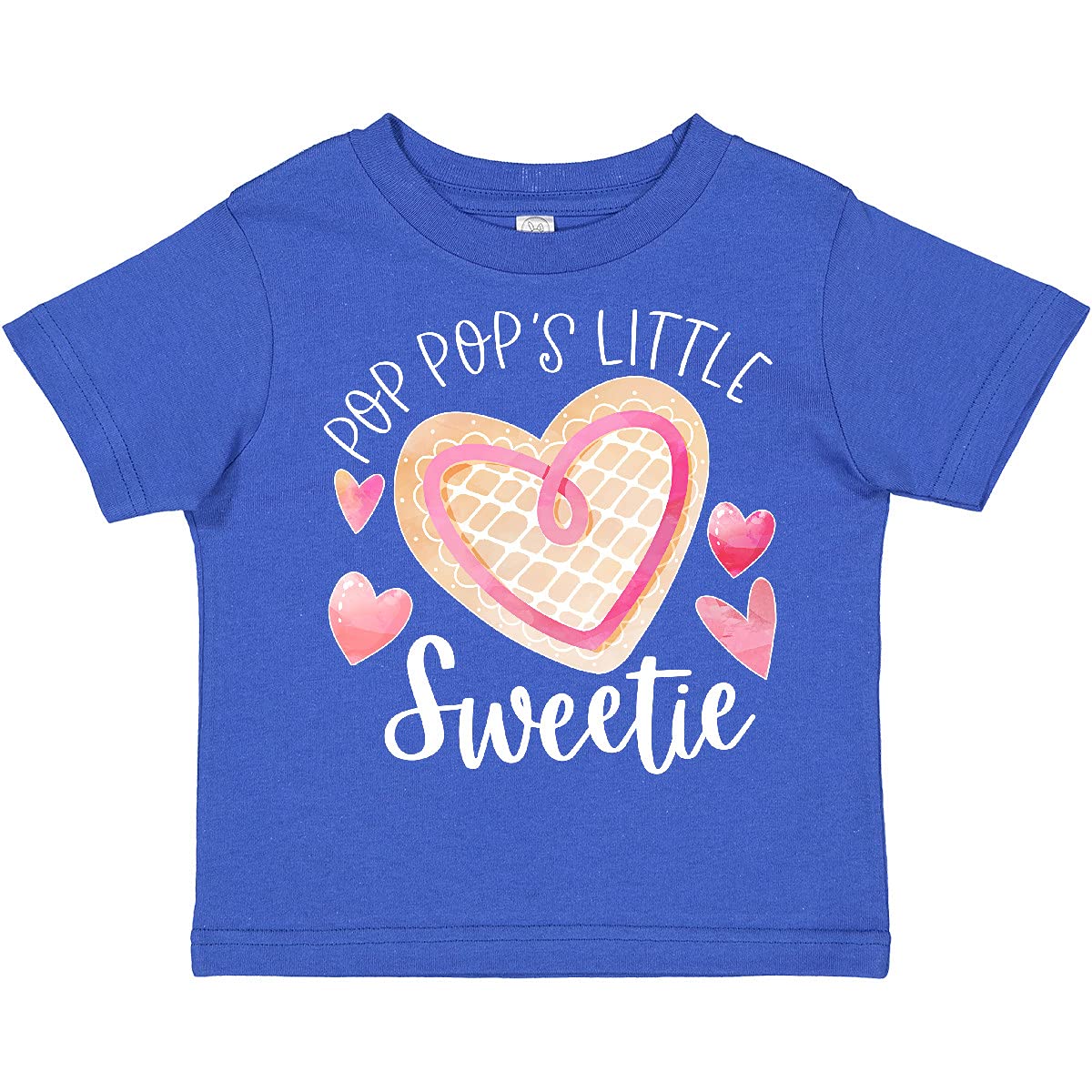 Inktastic Pop Pop's Little Sweetie Pink Heart Cookie Toddler T-Shirt - Cute Baby Girl Outfit for Grandparents Day, Family Photos & Casual Wear