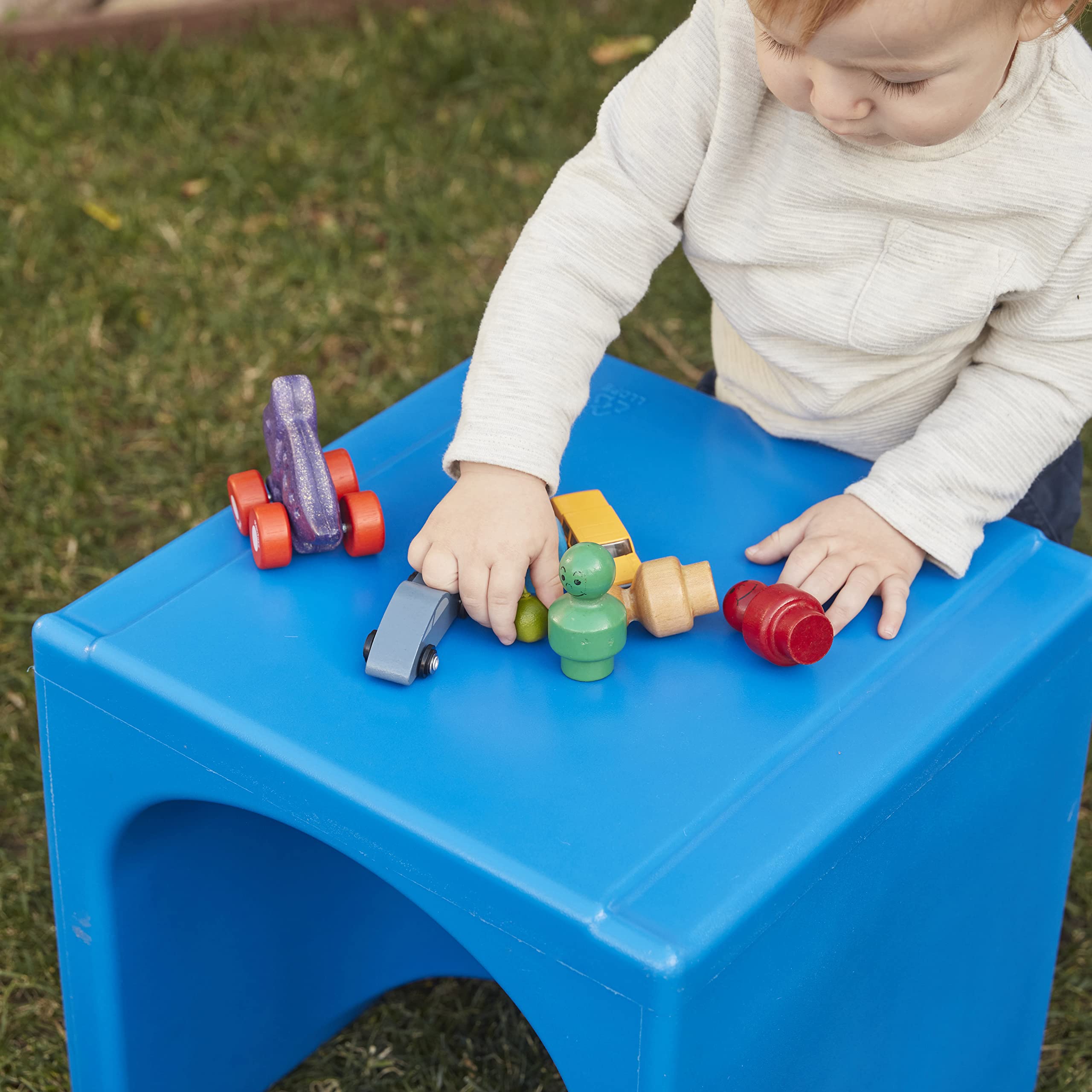 ECR4Kids Tri-Me 3-in-1 Cube Chair Set - Blue Kids Furniture for Classroom, Playroom & Bedroom - 4-Piece Multi-Functional Seating & Storage Solution for Toddlers & Children