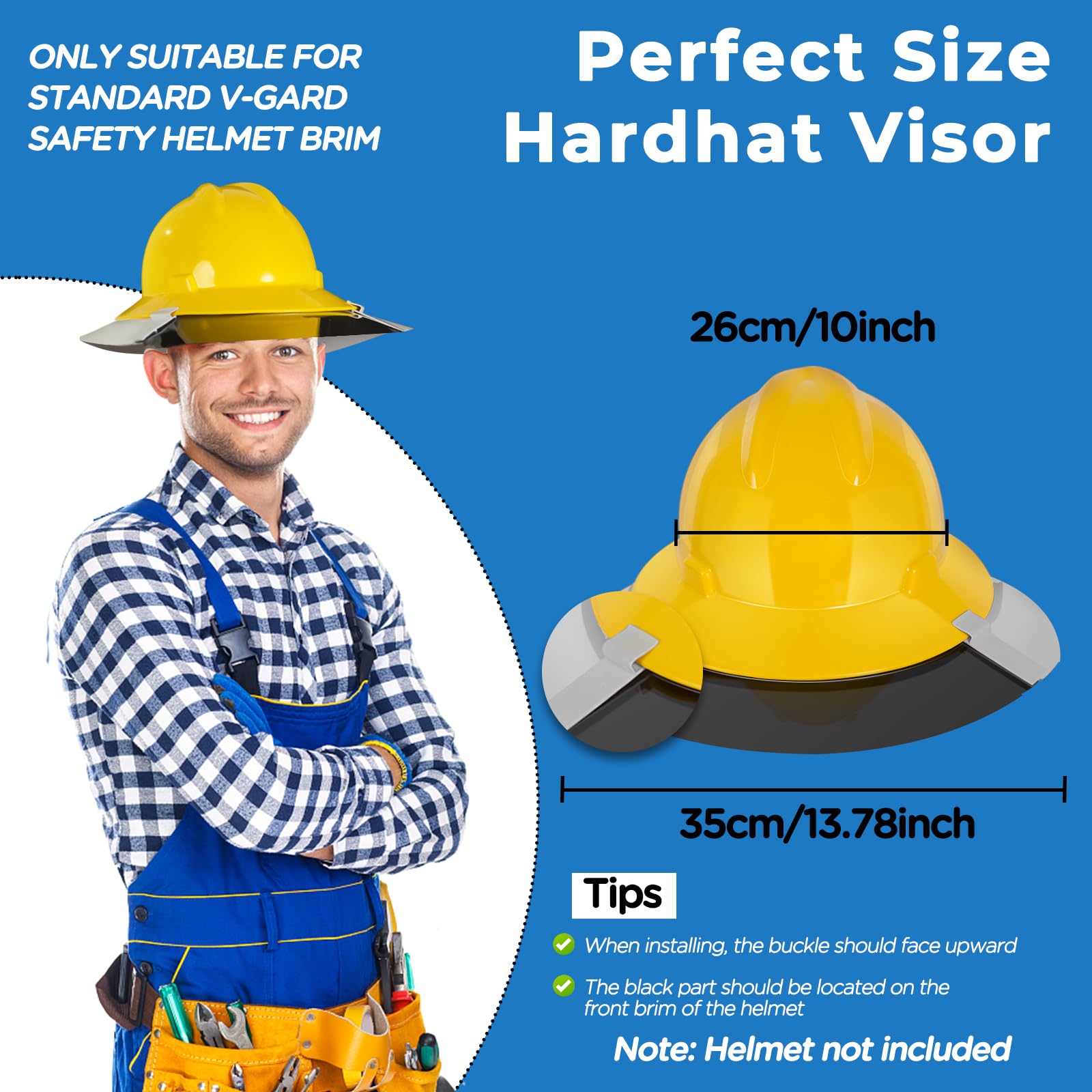 3 Sets Hard Hat Sun Shade - Full Brim Attachment for Standard Hard Hats | Reusable Sun Protection Visor & Brim Extender | Medium Size (L04231004) | Ideal for Construction, Landscaping & Outdoor Work