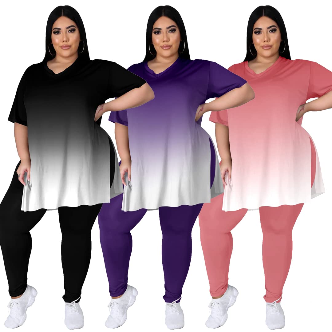 Plus Size Women's 2-Piece Loungewear Set - Oversized T-Shirt & Long Sweatpants Comfy Outfit for Summer | Lounge at Home, Running Errands, Casual Wear