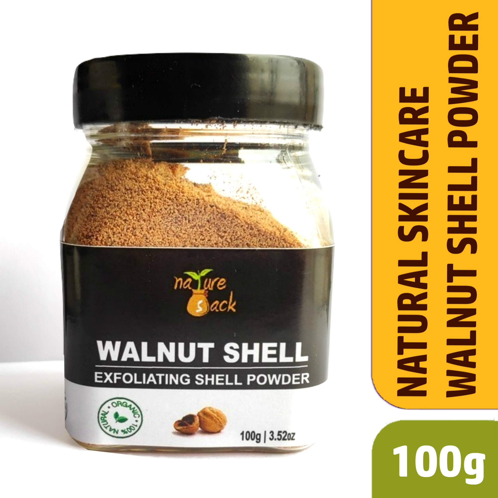 NatureSack 100% Pure Walnut Shell Powder - 100gm | Natural Face Scrub & Exfoliator for Acne, Blackheads & Skin Renewal | Gentle Skin Repair & Vitalizing Treatment | Perfect for DIY Skincare & Spa Days