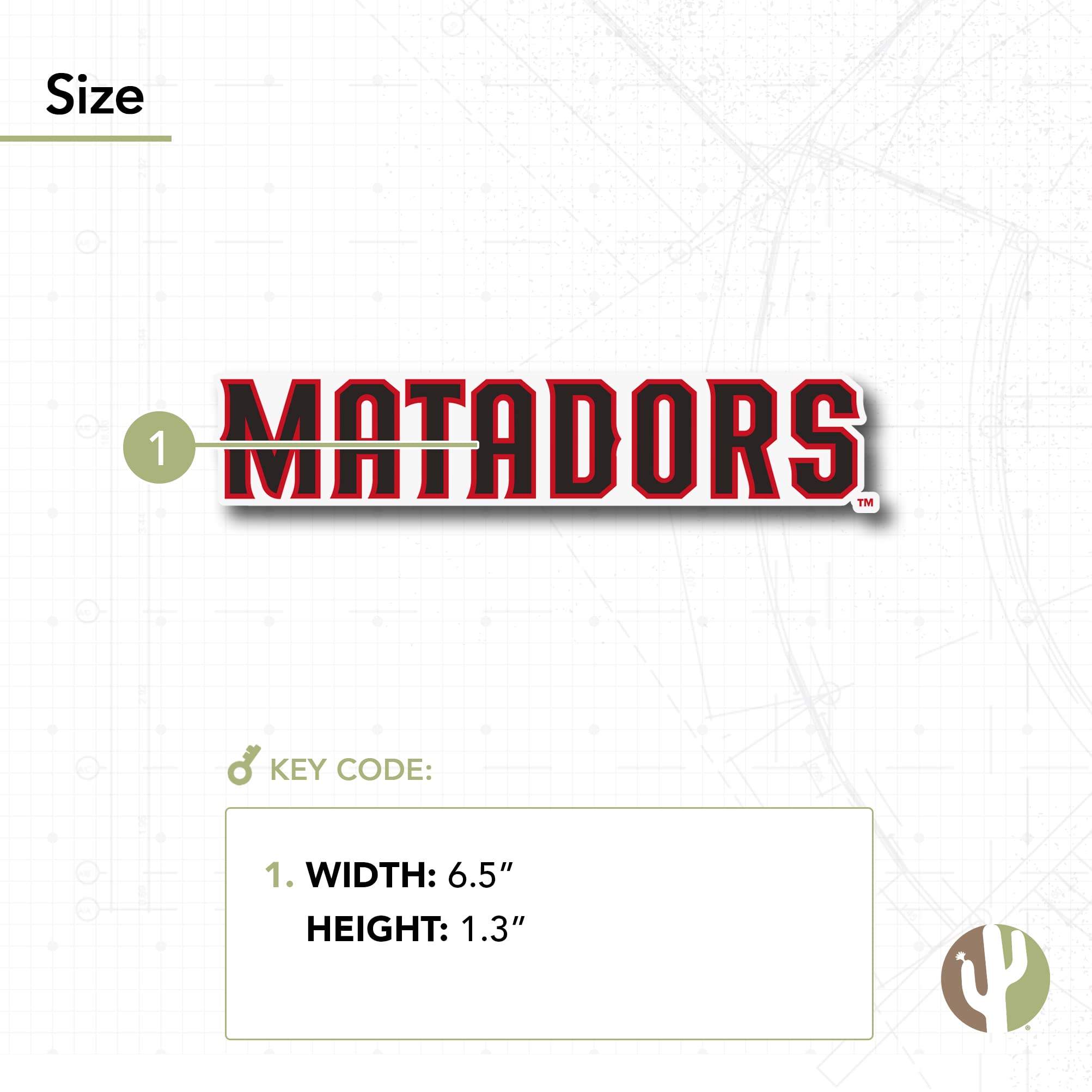 CSUN Desert Cactus Vinyl Decal Sticker - California State University Northridge Matadors Logo for Laptop, Water Bottle, Car, Scrapbook - Perfect for College Students, Alumni & Fans (IND 00026A)