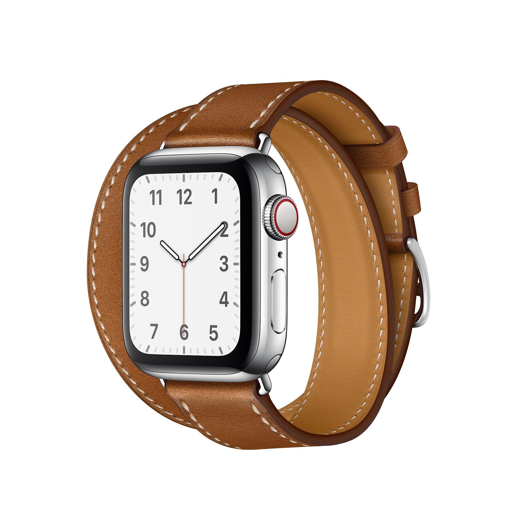 Genuine Leather Double Tour Strap for Apple Watch - Fauve Brown - Compatible with All Apple Watch Models - Perfect for Work, Travel & Everyday Wear