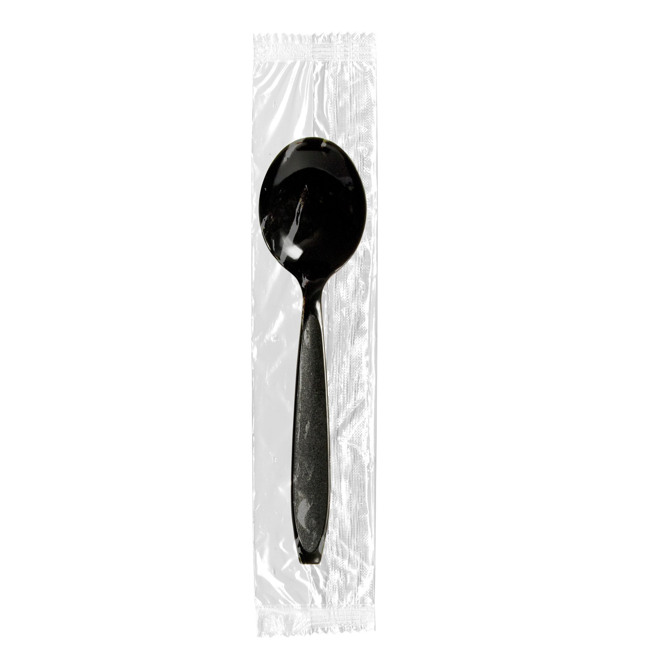 Heavy Duty Black Plastic Soup Spoon - 1000 Pack (HSK4-0004) | Durable Disposable Cutlery for Restaurants, Catering & Food Service Businesses