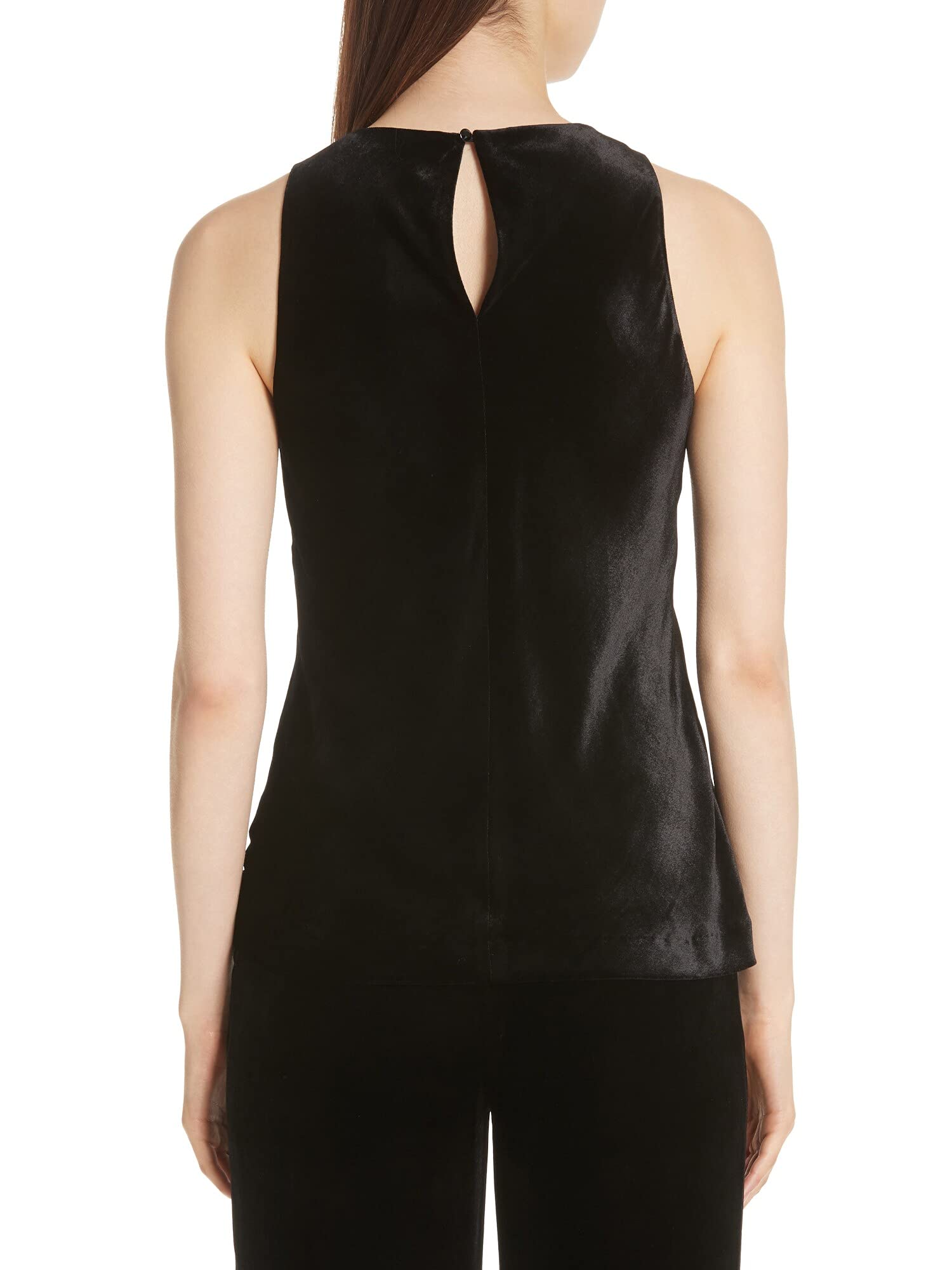 ST JOHN Women's Black Sleeveless Jewel Neck Party Top - Petite Sizes (P) - Elegant Evening Wear for Cocktail Parties, Weddings & Special Occasions