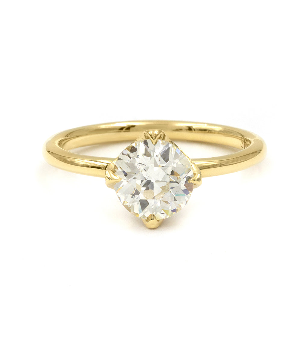 Exquisite Old European Cut Diamond Engagement Ring with Spiky Crown – Vintage Inspired Unique Wedding Band for Her, Perfect for Proposals & Anniversaries