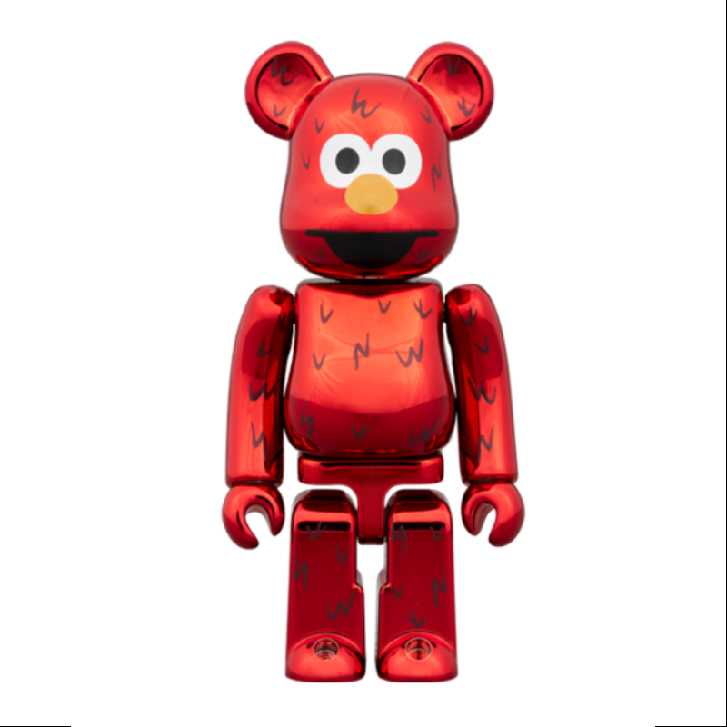 Be@rbrick Elmo Chrome Version 400% & 100% Limited Edition 2024 - Collectible Vinyl Art Toy for Display, Gifts, and Pop Culture Enthusiasts