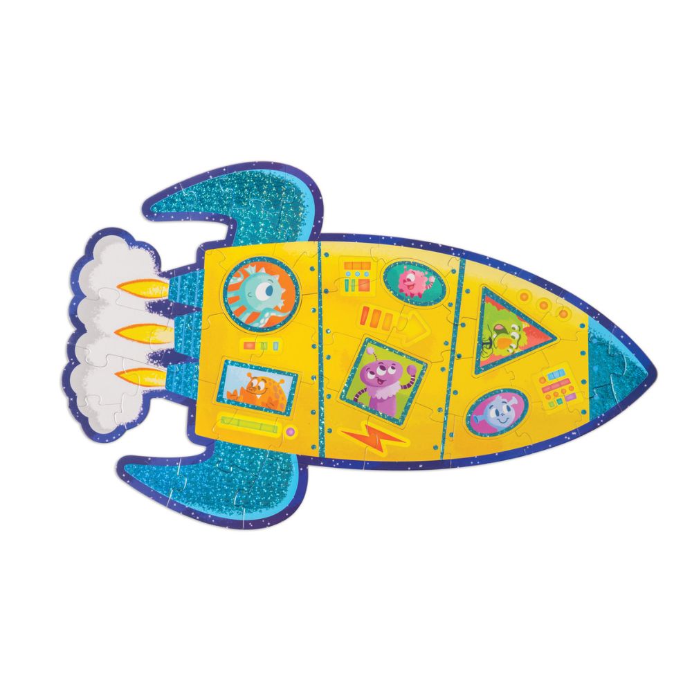 Peaceable Kingdom Shiny Rocket Floor Puzzle for Kids – Fun & Educational Space-Themed Puzzle for Playrooms & Classrooms