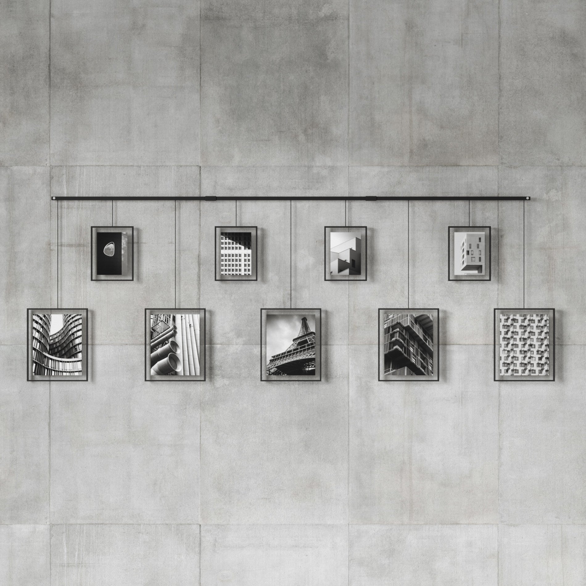 Premium Exhibit Wall Picture Frames Set of 9 - Black Gallery Style Photo Frames for Home Decor, Office Display & Art Exhibition - Perfect for Living Room, Bedroom or Studio Wall Art Arrangement