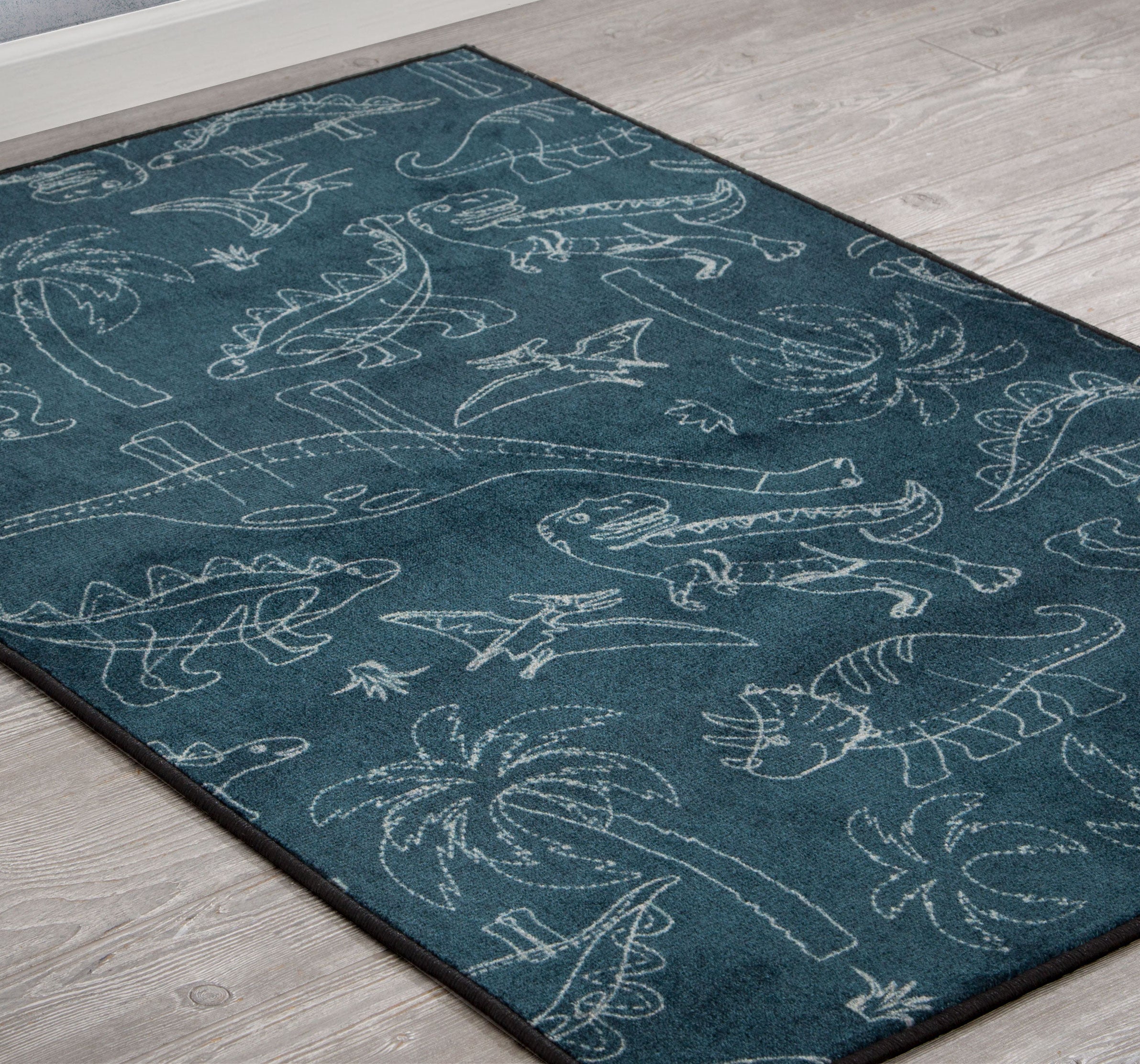 Dinosaur Themed Kids Rectangle Area Rug - 39x59 Inch Soft Playroom Rug for Boys & Girls - Perfect for Bedroom, Nursery, or Playroom Decor