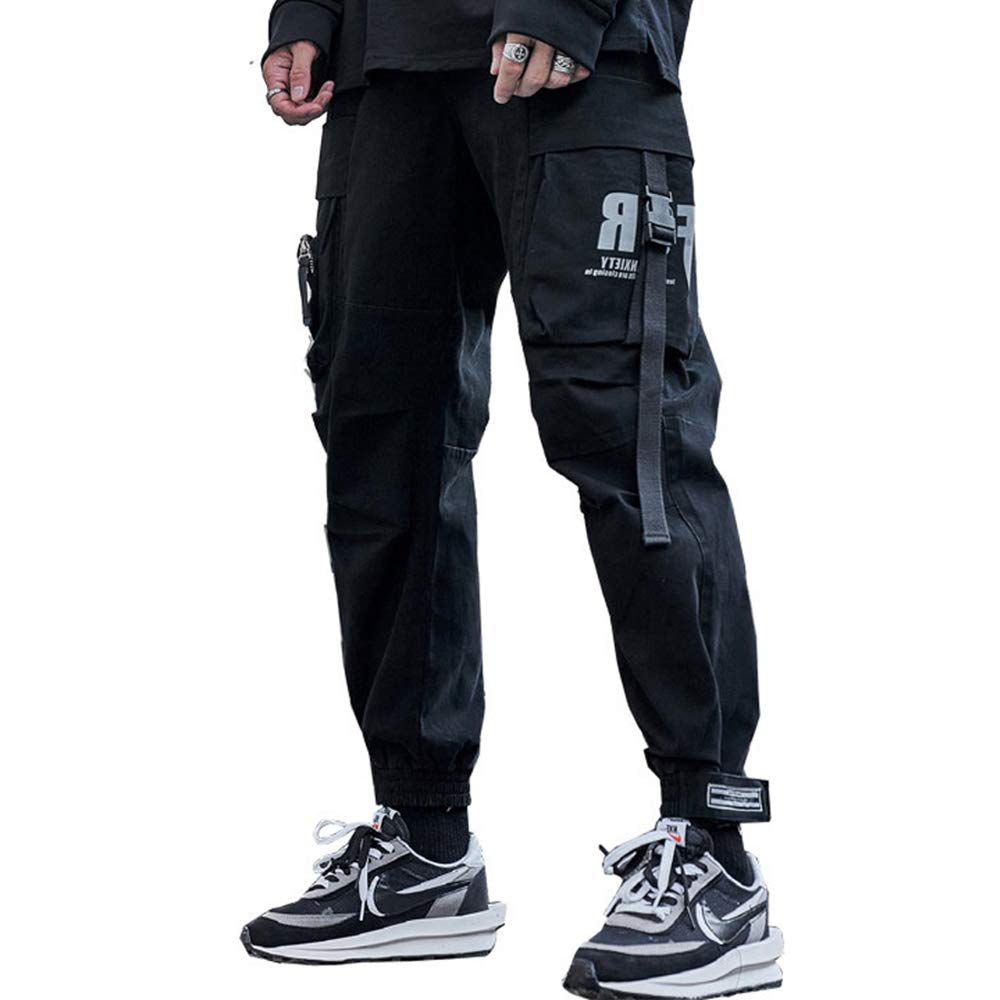 Astellarie Men's Techwear Jogger Pants - Hip Hop Streetwear Tactical Cargo Pants with Pockets | Punk Harem Style for Gym, Running & Casual Wear