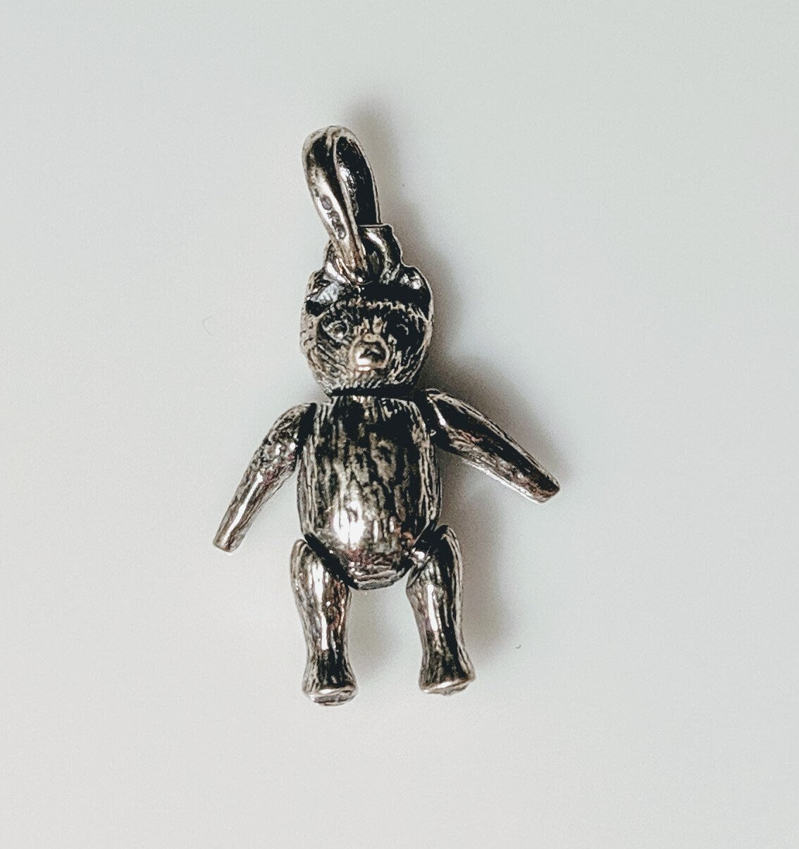 3D Hinged Sterling Silver Dancing Teddy Bear Charm - Large Movable Pendant for Kids Jewelry | Perfect for Children's Bracelets, Necklaces & Gift Giving