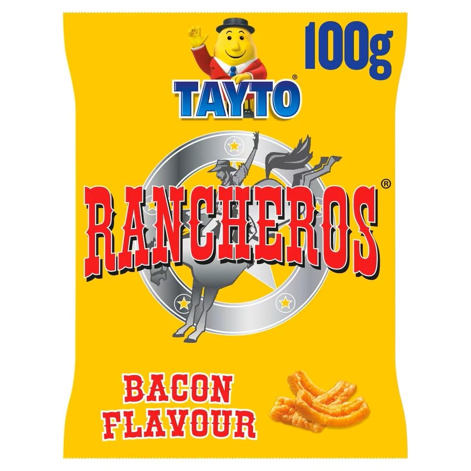 Tayto Rancheros Bacon Flavored Snacks - 3.52oz (Pack of 3) | Crunchy Potato Chips for Parties, Road Trips & Movie Nights