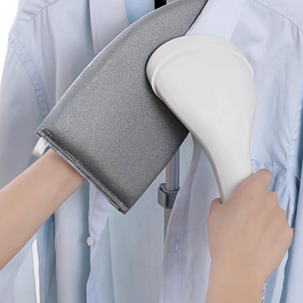 LOGOFUN 2-Pack Heat Resistant Ironing Gloves for Garment Steamer - Anti-Steam Mini Gloves, Large Size (Grey) - Perfect for Ironing, Steaming & Protecting Hands from Heat